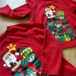 Bundle, Kids 3/4 + 6/7 Christmas Sustainable 100% Cotton Longsleeve Shirts, GUC